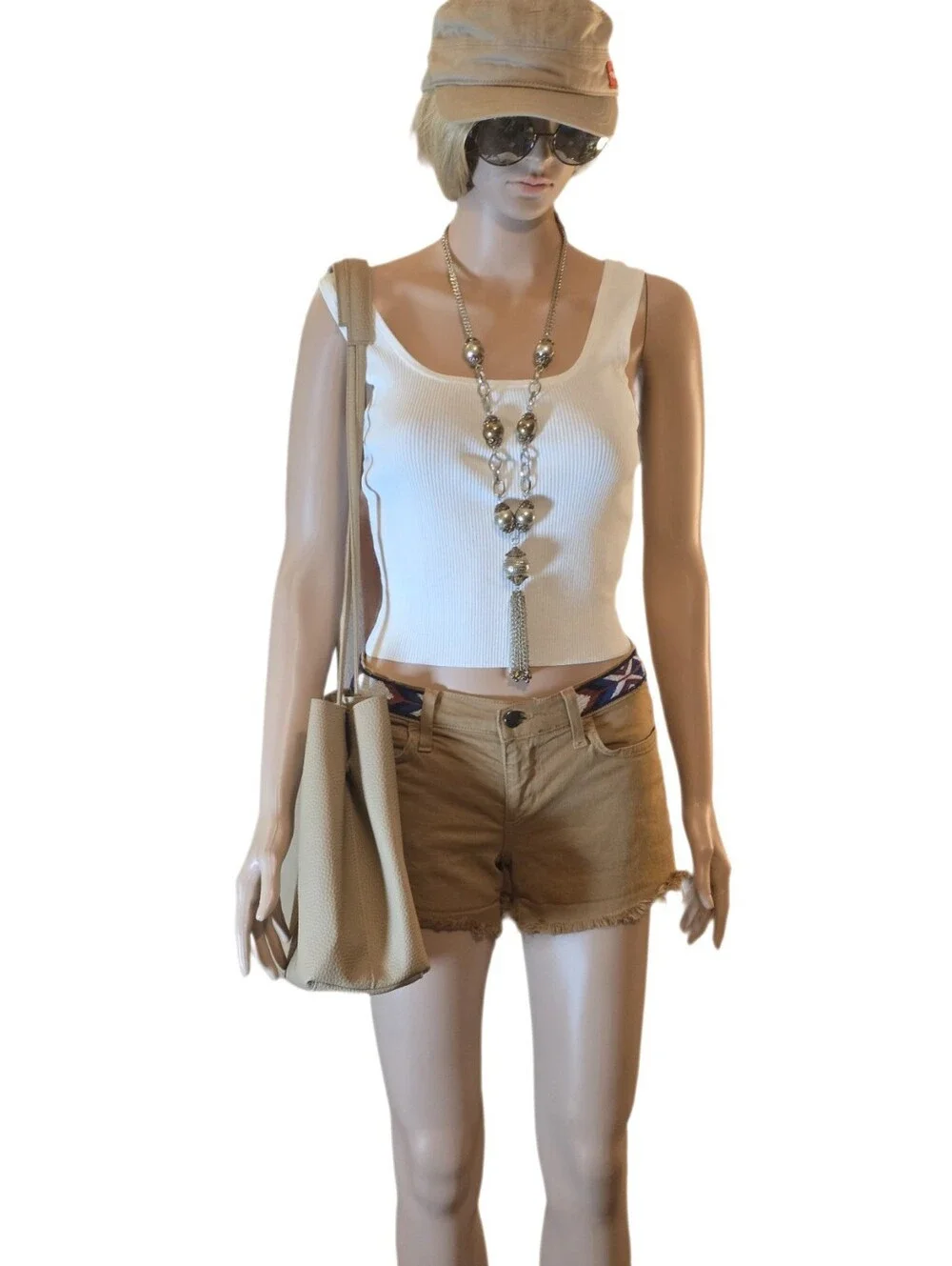 8 Other Reasons Taupe Premium Vegan Leather Bucket Tote Bag EUC